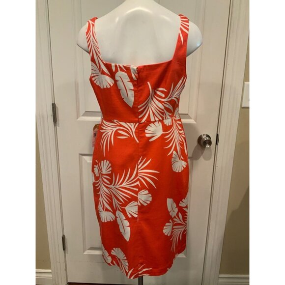 Boden Red & White Leaf Patterned Shift Dress, NWT! Size 6R - Picture 6 of 8